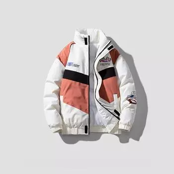 Зимняя модная брендовая мужская утепленная одежда с воротником-стойкой, подходящая по цвету, на хлопковой подкладке, японская трендовая свободная куртка с хлопковой подкладкой S чёрный