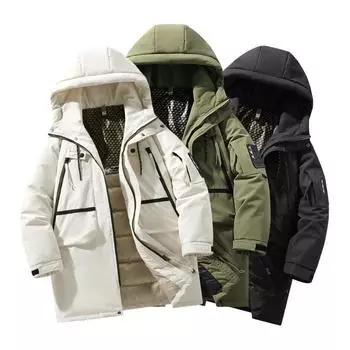 Зимняя модная куртка для отдыха на открытом воздухе, пуховик средней длины, свободная повседневная зимняя куртка с капюшоном, многофункциональная, в стиле пары, утолщенная куртка M
