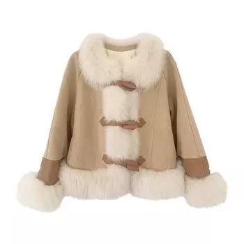 Зимняя модная милая куртка из искусственного меха женская тонкая верхняя одежда S