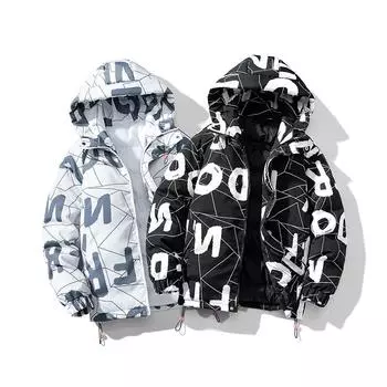 Зимняя модная мужская и женская толстая теплая стеганая куртка для пары, уличное трендовое пальто с капюшоном в стиле хип-хоп M белый