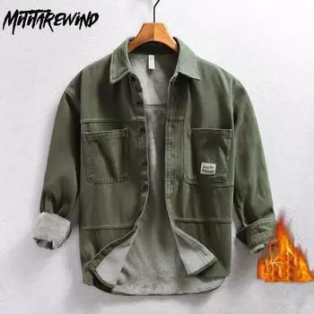 Зимняя модная мужская рубашка, повседневная толстая теплая флисовая рубашка с длинным рукавом, 4XL, молодежная популярная мужская одежда, свободные мужские топы-карго с карманами и лацканами M