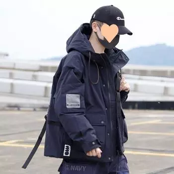 Зимняя модная повседневная куртка мужская свободная куртка с капюшоном универсальная куртка L