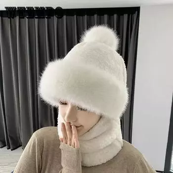 Зимняя модная шапка, женские украшения из кроличьего меха, вязаная шапка, женская темпераментная теплая шапка белый