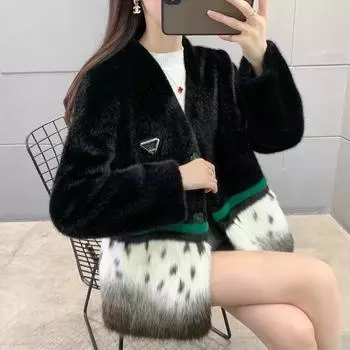 Зимняя модная шуба из искусственной норки, женская шуба из меха и меха, интегрированная защита окружающей среды, мех средней длины S