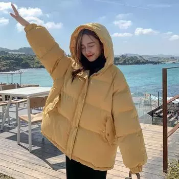 Зимняя модная тенденция: пуховая хлопковая куртка, женская короткая свободная теплая и удобная куртка в корейском стиле для хлеба XL
