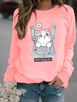 Зимняя модная толстовка с круглым вырезом и длинными рукавами, демонстрирующая множество стильных женских узоров S