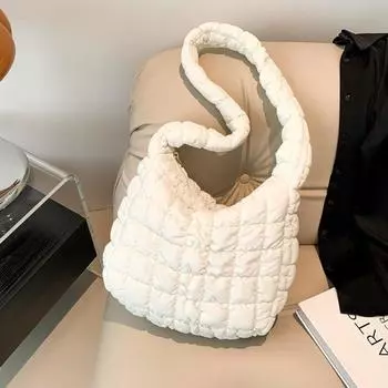 Зимняя модная универсальная сумка Cloud Down для женщин, сумка через плечо, сумки через плечо, большая вместимость белый