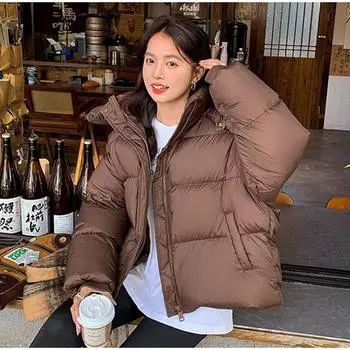 Зимняя модная женская пуховая куртка с капюшоном, утолщенная, на ощупь, куртка-хлеб S розовый