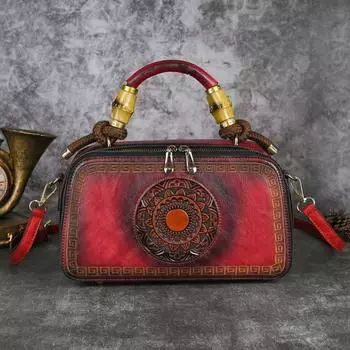 Зимняя модная женская сумка на одно плечо в стиле ретро в китайском стиле ручной работы 2025 года красный