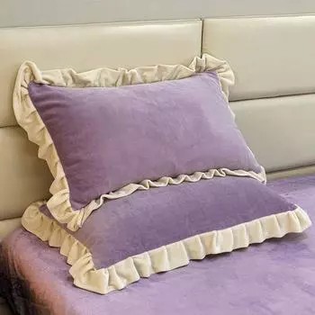 Зимняя молочная бархатная наволочка, утолщенный комплект из пары 48x74, кружевная однотонная наволочка для студенческого общежития для девочек 48X74cm-2pcs