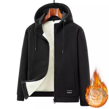 Зимняя молодежная мужская повседневная флисовая куртка с капюшоном M серый