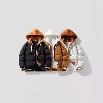 Зимняя молодежная утолщенная пуховая куртка с капюшоном Fake Two Trendy Casual Cotton-Sticked Clothes M