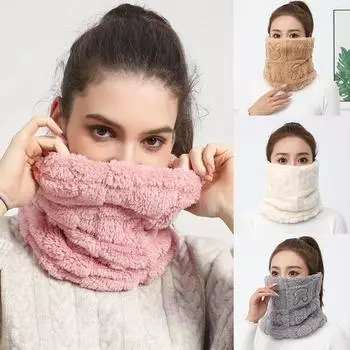 Зимняя мягкая и утолщенная теплая маска для езды на велосипеде, ветрозащитный пылезащитный чехол для шеи, тисненый плюшевый шарф