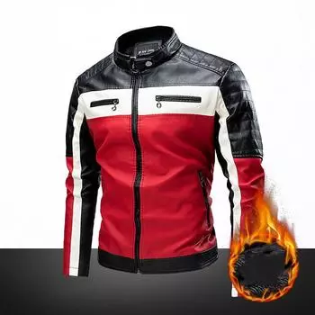 Зимняя мужская бархатная кожаная куртка с вышивкой, мотоциклетная кожаная куртка больших размеров, мужская одежда M-5XL XXXXL чёрный