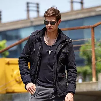 Зимняя мужская бархатная теплая и холодостойкая мужская повседневная куртка Корейская версия тонкого хлопкового пальто для мужчин L