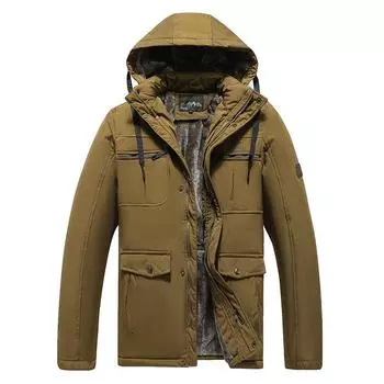 Зимняя мужская бархатная теплая куртка с несколькими карманами, утепленная мужская повседневная куртка с капюшоном, тонкое хлопковое пальто для мужчин XL