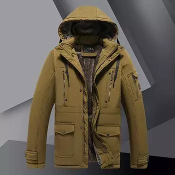 Зимняя мужская бархатная теплая куртка с несколькими карманами, утепленная мужская повседневная куртка с капюшоном, тонкое хлопковое пальто для мужчин XL