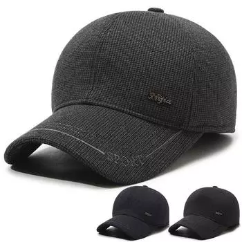 Зимняя мужская бархатная толстая бейсболка для людей среднего и пожилого возраста, защитная кепка для ушей, теплая хлопковая кепка серый