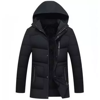 Зимняя мужская бархатная толстая куртка, повседневная теплая ветрозащитная верхняя одежда с карманом и капюшоном L