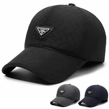 Зимняя мужская бейсболка, бархатная толстая кепка для людей среднего и пожилого возраста, защита от холода, теплая хлопковая кепка чёрный