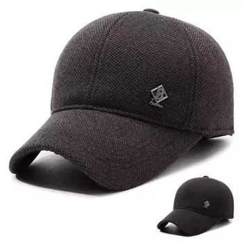 Зимняя мужская бейсболка из бархата для людей среднего и пожилого возраста, защитная кепка для ушей, теплая хлопковая кепка серый