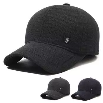 Зимняя мужская бейсболка из бархата с толстым ворсом для людей среднего и пожилого возраста, уличное ухо, теплая кепка с козырьком серый