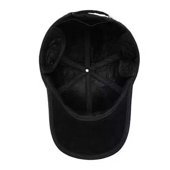 Зимняя мужская бейсболка с вышитыми ромбами, флисовая утолщенная кепка, защита от холода, защита ушей, хлопковая шапка для людей среднего и пожилого возраста Adjustable серый