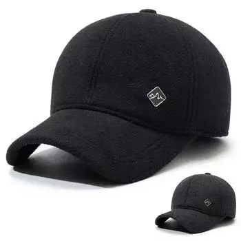 Зимняя мужская бейсболка с защитой ушей, шерстяная, однотонная, бархатная, для людей среднего и пожилого возраста, ветрозащитная, теплая шапка серый