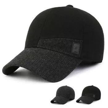 Зимняя мужская бейсболка среднего возраста, толстая теплая хлопковая кепка с защитой ушей, уличная кепка для пожилых людей, козырек серый