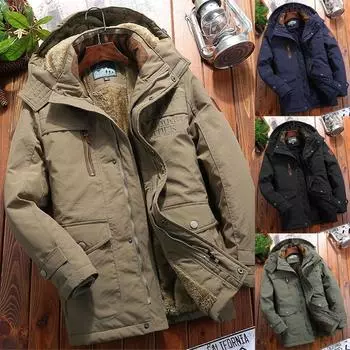 Зимняя мужская длинная бархатная толстая куртка с капюшоном XXXXXL синий