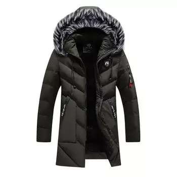 Зимняя мужская длинная парка, модная мужская меховая куртка, термопарка, пальто, повседневная теплая ветровка, утепленная мужская одежда XS красный