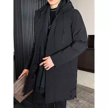 Зимняя мужская длинная парка, теплая куртка с подкладкой и капюшоном, ветровка, пальто, теплая парка из плотного хлопка, размер плюс 8XL S зелёный