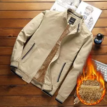 Зимняя мужская флисовая куртка из однотонного стираного хлопка для среднего и молодого возраста, облегающая повседневная мужская утолщенная куртка M