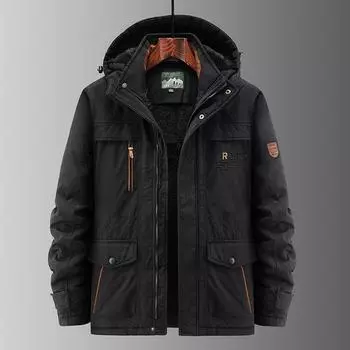 Зимняя мужская флисовая куртка с хлопковой подкладкой, утепленная, свободная, повседневная, для людей среднего и пожилого возраста, многослойная, с хлопковой подкладкой, устойчивая к холоду, средняя M армия зеленый