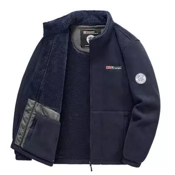 Зимняя мужская флисовая куртка высокого качества, однотонная, воротник-стойка, повседневная куртка Polar, для улицы, устойчивая к холоду, теплая, утепленная куртка XS темно-синий