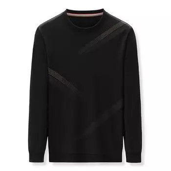 Зимняя мужская флисовая толстовка с круглым вырезом, удобная и теплая верхняя спортивная базовая одежда M чёрный