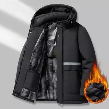 Зимняя мужская графеновая куртка средней длины с хлопковой подкладкой, мужская простая куртка с светоотражающими полосками, мужская повседневная куртка с хлопковой подкладкой S хаки