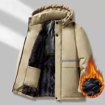 Зимняя мужская графеновая куртка средней длины с хлопковой подкладкой, мужская простая куртка с светоотражающими полосками, мужская повседневная куртка с хлопковой подкладкой XXXXL чёрный