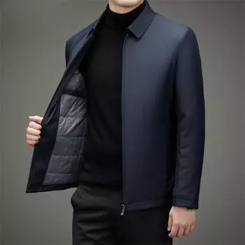 Зимняя мужская хлопковая куртка, повседневная, деловая, хлопковая, утолщенная, с внутренними лацканами, куртка 170 чёрный