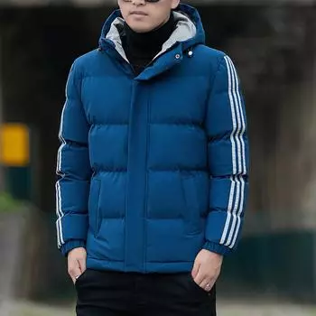 Зимняя мужская хлопковая куртка с капюшоном, утепленная теплая куртка для хлеба, мужская хлопковая куртка, модная и трендовая брендовая мужская пуховая хлопковая куртка M