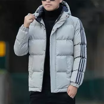 Зимняя мужская хлопковая куртка с капюшоном, утепленная теплая куртка для хлеба, мужская хлопковая куртка, модная и трендовая брендовая мужская пуховая хлопковая куртка M