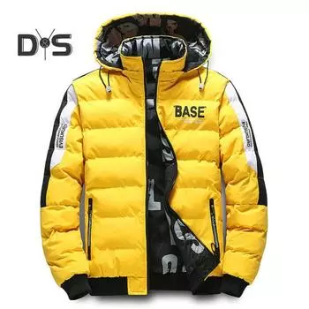 Зимняя мужская хлопковая куртка со съемным капюшоном, двусторонним карманом на молнии, утолщенная ветрозащитная теплая повседневная мужская хлопковая куртка стандартного кроя M красный