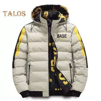 Зимняя мужская хлопковая куртка со съемным капюшоном, двусторонним карманом на молнии, утолщенная ветрозащитная теплая повседневная мужская хлопковая куртка стандартного кроя M красный