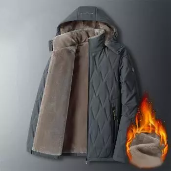 Зимняя мужская хлопковая куртка среднего возраста больших размеров, теплый костюм для папы L чёрный