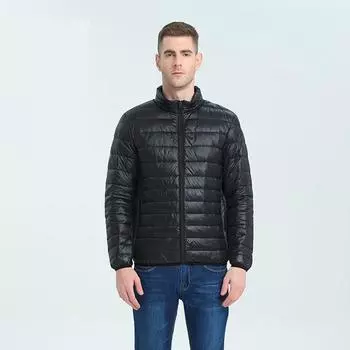 Зимняя мужская хлопковая модная теплая и толстая куртка-пуховик с воротником-стойкой L серый