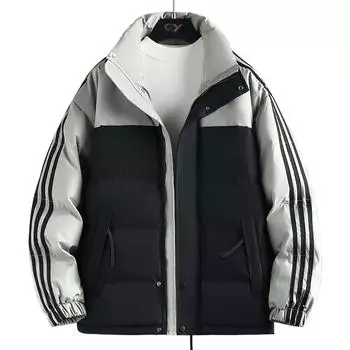 Зимняя мужская хлопковая одежда, новая полосатая трехполосная хлопковая утепленная одежда, куртка мужская повседневная одежда из хлеба M