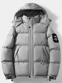 Зимняя мужская хлопковая одежда Новая зимняя мужская хлопковая одежда Теплая утолщенная хлопковая куртка Куртка с капюшоном L