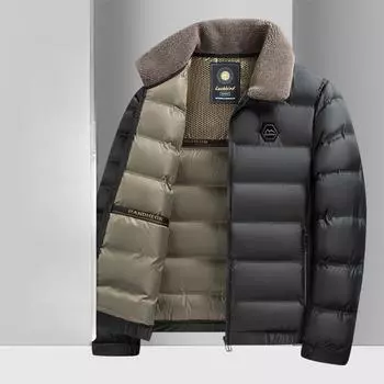 Зимняя мужская хлопковая одежда с графеновым термообогревом, с короткими лацканами, легкая деловая одежда с хлопковой подкладкой XL чёрный