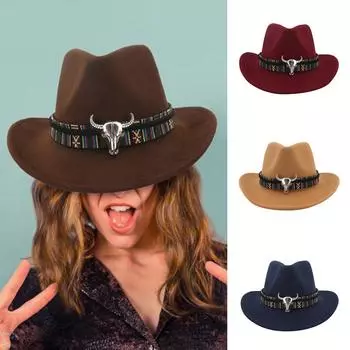 Зимняя мужская и женская тканая ковбойская шляпа, классическая уличная шляпа скотовода чёрный