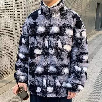 Зимняя мужская камуфляжная куртка из шерпы, утолщенная, повседневная, теплая, модная, мужская, брендовая, с воротником-стойкой, хлопковая куртка M